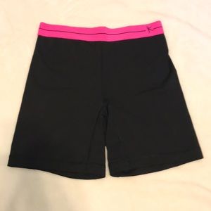 Black Spandex Shorts With Pink Waist Band